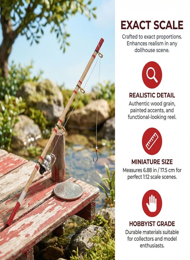 Toddmomy Miniature Fishing Pole, 2Pcs Mini Fishing Rod Model Dollhouse Fairy Harden Landscape Decoration - Image 3